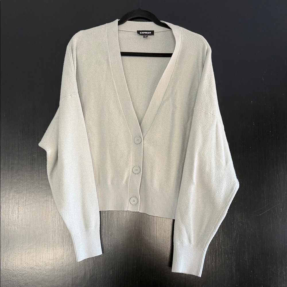 Express Women's Soft Blue-Gray V-Neck Cardigan